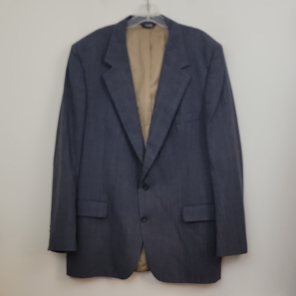 Bill Blass Gray & Blue Plaid Blazer Suit Jacket Men's 46